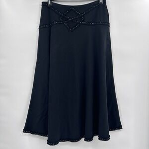 Vintage I.C.E. Y2K Romantic Goth Midi Skirt‎ Sz 10 Black Witchy Fairycore